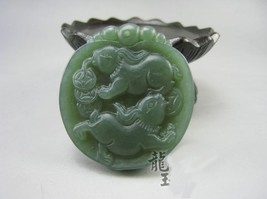Free Shipping - perfect  Natural  Green jade carved Cute Rabbit Jade Pendant / n - £16.12 GBP