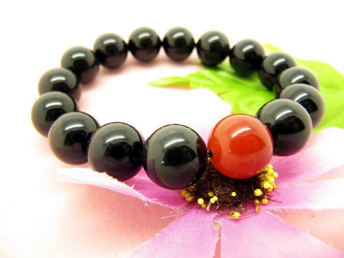 Primary image for Free Shipping -  perfect 100% natural black / Red agate Prayer Beads charm brace