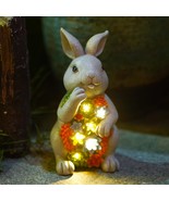  Solar Garden Outdoor Statues Bunny with Succulent and 7 LED Lights Lawn... - €40,81 EUR