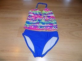 Size XS 4-5 OP Ocean Pacific Tankini Swimsuit Bathing Swim Suit Blue Mul... - $16.00