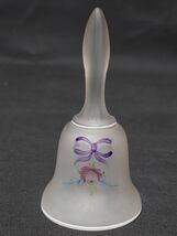 Vintage WESTMORELAND 5.25&quot; Glass Bell Hand Painted PURPLE BOW ON CRYSTAL... - $18.43 CAD