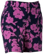 Croft &amp; Barrow Womens Misses Purple Floral Natural Fit Linen Blend Shorts - $14.99