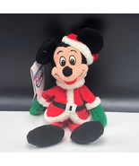 WALT DISNEY STORE PLUSH bean bag stuffed animal tag Mickey Mouse Santa C... - $15.05