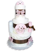 Pink Puppy Baby Diaper Cake - £99.90 GBP