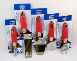 Five Piece Kitchen Tool Set ~ Select Stainless Steel w/Sturdy Red Nylon Handles - £15.62 GBP