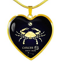 Express Your Love Gifts Cancer Zodiac Necklace 18k Gold Heart 18-22&quot; Stainless S - £43.61 GBP