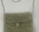 Vintage Small Opalescent Beaded Purse Crossbody Bag Green Pink 5" x 4" - $19.79