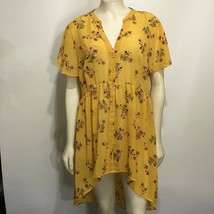 Torrid Womens 00 M/L 10 Yellow Floral Hi-Low Sheer Summer Dress Short Sleeves - £22.32 GBP
