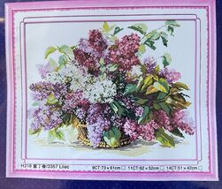 White and Lavender Lilac Basket Counted Cross Stitch Kit 20" x 16" - $39.59