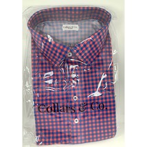 Collars and Company Short Sleeve Button Down Shirt Blue Red Check Mens XXL 2XL - £38.58 GBP