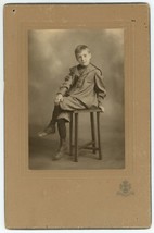 Antique Circa 1900s LARGE Cabinet Card Handsome Boy in Fancy Outfit Chicago, IL - £9.58 GBP
