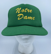 Vtg Notre Dame Hat Green Mesh Snap Back Trucker Cap Made in Korea Irish EUC - $11.97