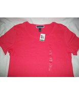 Macy&#39;s Karen Scott Woman&#39;s Coral Pink Short Sleeve Scoop Neck Top T-Shir... - £15.93 GBP
