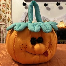 Pumpkin Trick Or Treat bucket Bag Halloween Plush Stuffed Puffalump 1995 Basket - £19.77 GBP