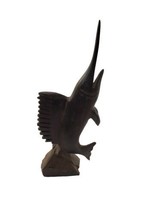 Vintage Hand Carved Marlin Swordfish Iron Wood Cherry Ocean Sculpture Art Decor - £17.40 GBP
