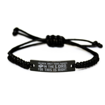 Motivational Christian Black Rope Bracelet, Children, obey your parents in the L - £19.86 GBP