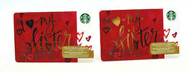 Starbucks Coffee 2015 Gift Card I Love My Sister Hearts Zero Balance Set... - £8.52 GBP