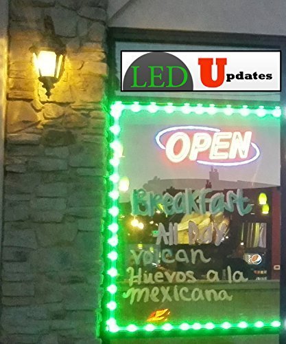 Storefront Window LED Green light 20ft with UL Listed 12v 3A Power supply