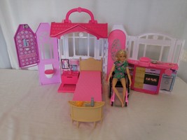 Barbie 2014 Mattel Barbie Glam Getaway Fold N’ Go House + Wheelchair Barbie - £16.44 GBP