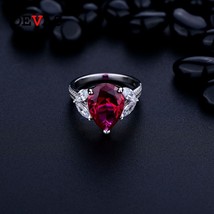 100% 925 Sterling Silver 10*14mm Water Drop Ruby Wedding Rings For Women Sparkli - £43.00 GBP