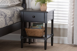 Bernice Farmhouse Black Spindle Wood 1-Drawer Nightstand - $2,216.64 MXN