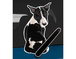 Bull Terrier black dog rear window wiper wagging tail sticker - $12.99