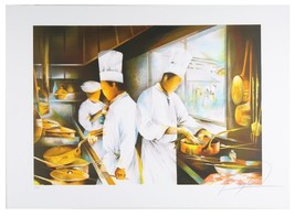 &quot;In the Kitchen&quot; by Raymond Poulet Signed Lithograph EA 21 1/8&quot; x 29 1/2&quot; w/ CoA - £194.80 GBP