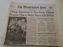 Washington Post - February 18, 1993 - Clinton Raising Taxes - Newspaper - £7.72 GBP