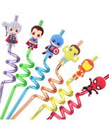 Generic 24Pcs Superhero Plastic Reusable Party Straws Multicolour Birthday - $275.22 MXN