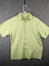 Cabela&#39;s Shirt Mens Large Green Check Lightweight Nylon Blend Button Down - £7.73 GBP