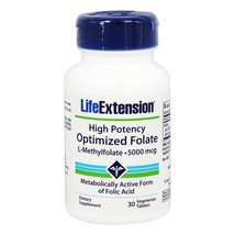 Life Extension Optimized Folate High Potency L-Methylfolate 5000 mcg,30Veg Tabls - $15.95