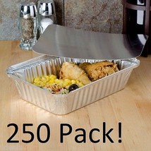 250 Sets Oblong Aluminum Foil Take-Out Pan Container Tins w/Board Lid  2... - £183.72 GBP
