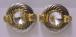 Park Lane Vintage Silver &amp; Gold Tone Statement Earrings Clip On Art Deco Style - £40.17 GBP