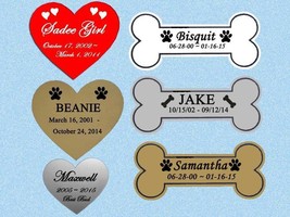 Engraved Pet Loss Name Plate, Personalized Heart or Bone Shape, Dog, Cat... - £14.76 GBP