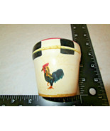 Rooster Votive Candle Holder Cup RED BLACK IVORY hand painted ceramic  - £5.17 GBP