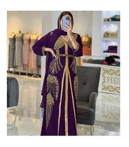 Casual Dubai  Kimono Wine Abaya Maxi Moroccan Wedding Dress Kaftan Gown ... - £67.02 GBP