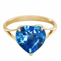 14K Solid Gold Ring With Natural 10.0 Mm Heart Blu Topaz - £551.54 GBP