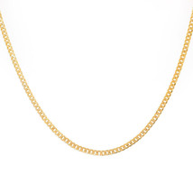 3.1 mm Cuban Curb Link Chain Necklace 14K Yellow Gold Italy 18" long - £458.69 GBP