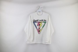 Vintage 80s Guess Womens OSFA Spell Out Rainbow Crewneck Sweatshirt White USA - £46.70 GBP