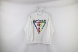 Vintage 80s Guess Womens OSFA Spell Out Rainbow Crewneck Sweatshirt White USA - $59.35