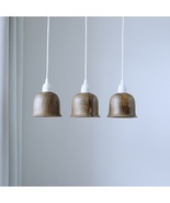 Set of 3 Handcrafted Wood Pendant Lights: Modern Wavy Lampshade, Kitchen... - $220.00