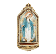 Blessed Mother Mary Our Lady of Grace Holy Water Font Resin 7.5&quot; H Catholic Home - £19.65 GBP