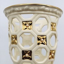 VTG Lenox Florentine of Pearl Candle Holder USA 4.75&quot; Tall w/ 24K Gold &amp; Pearls - £16.93 GBP