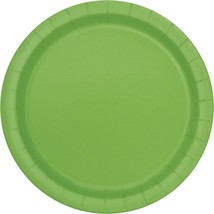 Lime Green Solid Round Dessert Paper Plates - 7&quot; (Pack of 20) - Vibrant Party Pl - £11.18 GBP