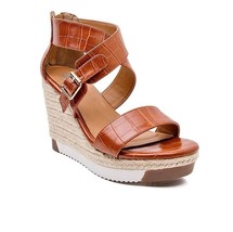 Jane And The Shoe 8 Brown Strappy Wedge Sandals NIB XZ1 - $16.46