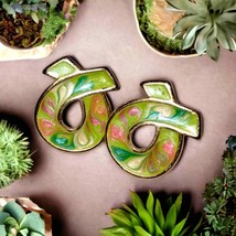 1960s Exquisite green multicolor enameled earrings - £19.75 GBP