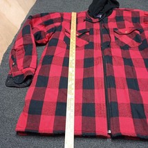 Five Brother Flannel Coat Quilt Lined Adult XLT Red Plaid Hooded Full Zi... - $37.02