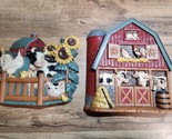 Home Interiors Farm Scene Wall Hangers 3363-1 And 3363-2 - Excellent Con... - £14.71 GBP