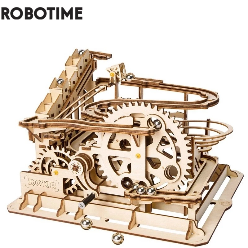 Robotime Rokr 4 Kinds Marble Run DIY Waterwheel Wooden Model Building Block Kits - £50.69 GBP+