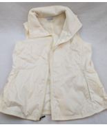 COLUMBIA XL Full Zip Cream Lightweight Vest Fleece Panel Johnny Collar e... - $14.84